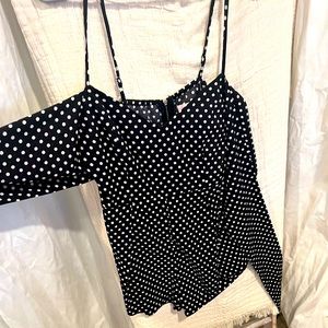 Pink Lily black polka dot romper